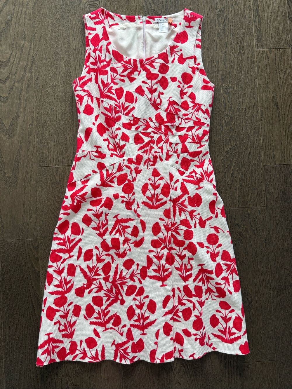 Oscar de la Renta Red and White Floral Dress